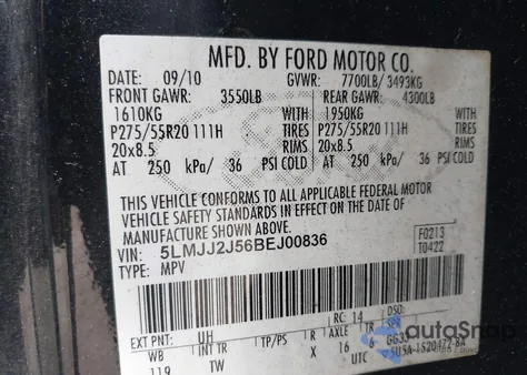 2011 Lincoln Navigator z USA, uszkodzony, nr VIN 5LMJJ2J56BEJ00836